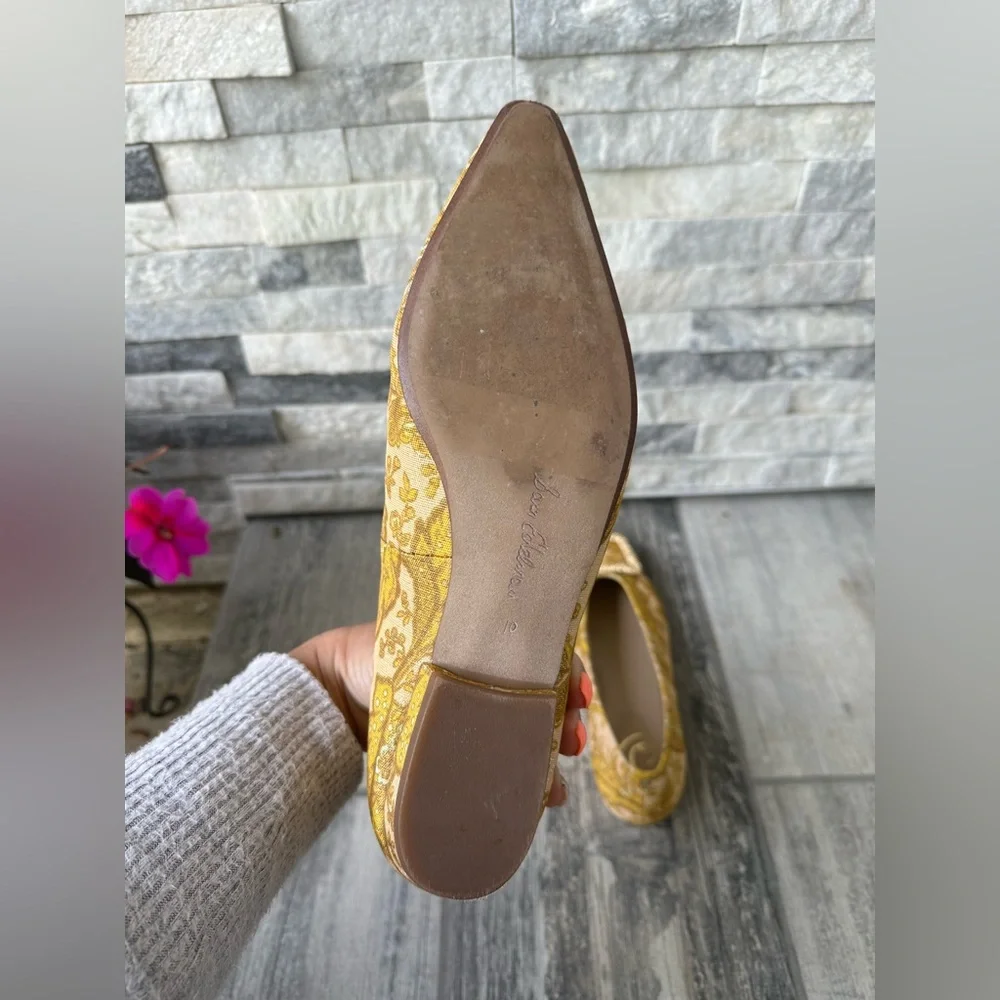 Sam Edelman Janina Yellow Metallic Gold Floral Brocade Embellished Flats 10 - Picture 12 of 14